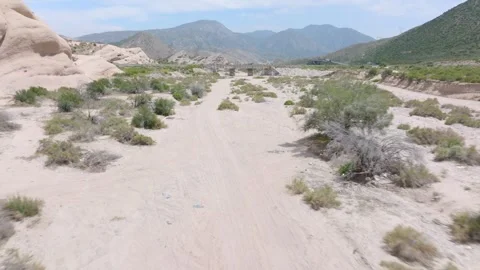 Bridge Over Dry River Sierra Mountains Drone Aerial View 스톡 동영상 335350020