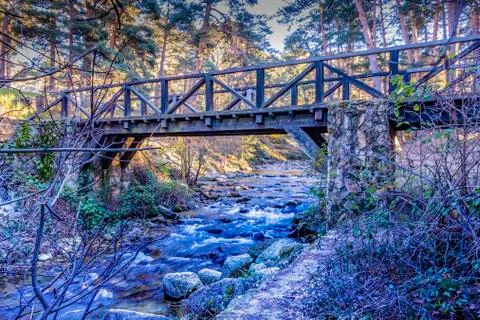 Bridge over Eresma river. Segovia Spain Stock Photos