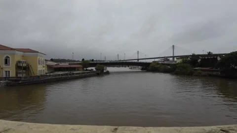 Bridge Over The Floating River In The City Stock Footage 280542893
