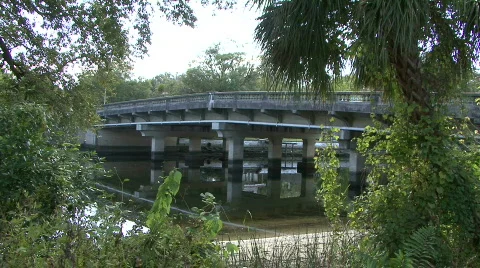 Bridge Over Florida River Stock Footage