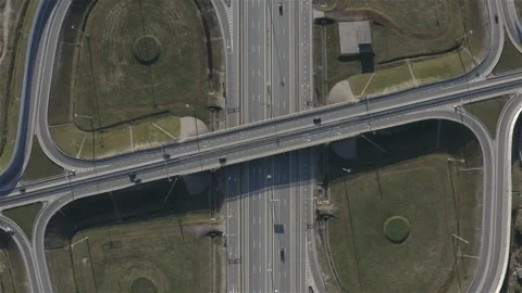 Bridge over the highway with side exits from the highway Stock Footage 115041079