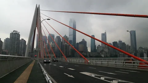 Bridge over jialingjiang river skyscraper in chongqing city of china 스톡 동영상 54794389