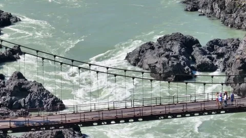 Bridge over the Katun River in Altai 5 Stock Footage 280991620