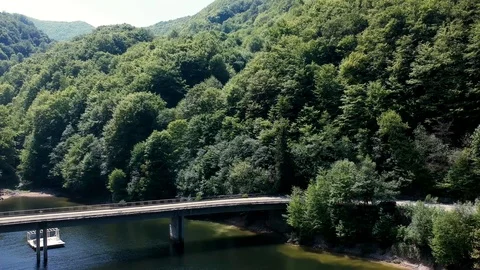 Bridge over lake. Stock Footage 94539043