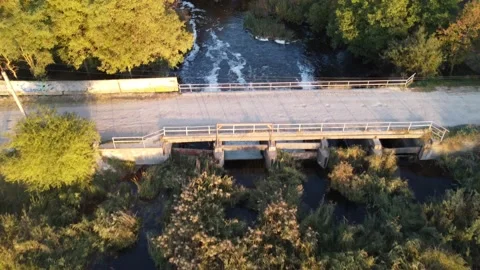 Bridge over lake Stock Footage 162698676