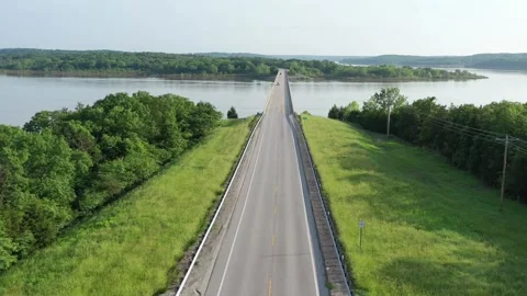 Bridge over lake Stock Footage 296892325