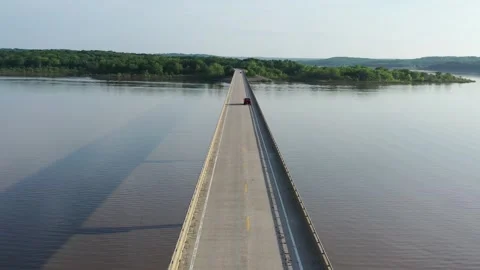 Bridge over lake Stock Footage 296892407