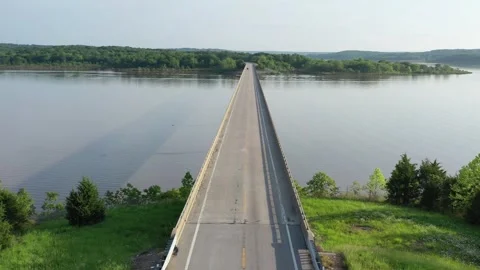 Bridge over lake Stock Footage 296892432