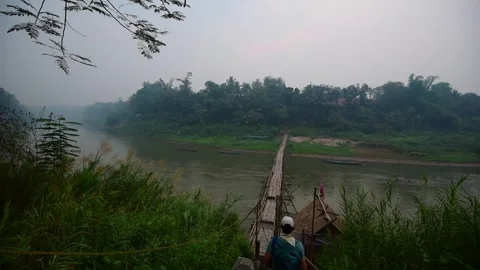 Bridge over the Mekong River Stock Footage 333692667
