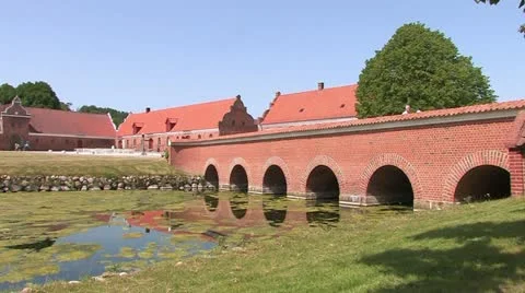 Bridge over moat at castle in Denmark - Jutland Видео 21801978
