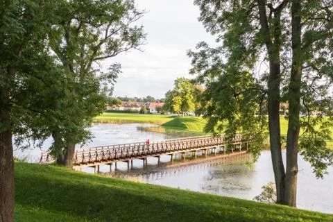 Bridge over the moat, in the old town in Fredrikstad, Norway Stock Photos