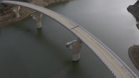 Bridge over mountain lake Stock Footage 230777199