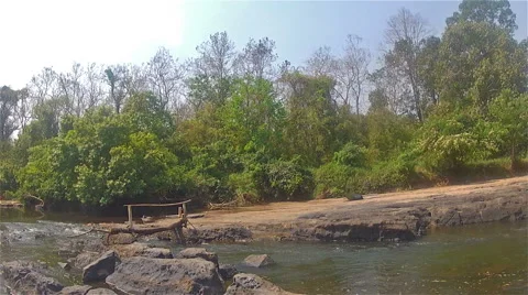 Bridge over mountain river Stock Footage 50004088