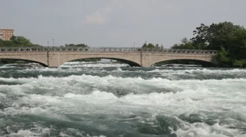 Bridge over Niagara Falls River Stock Footage 11408132