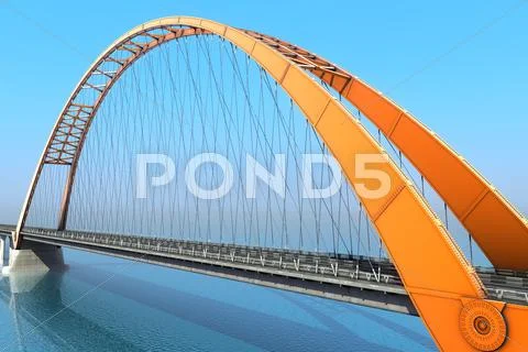 Bridge over the ocean. 3d illustration Stock Illustration