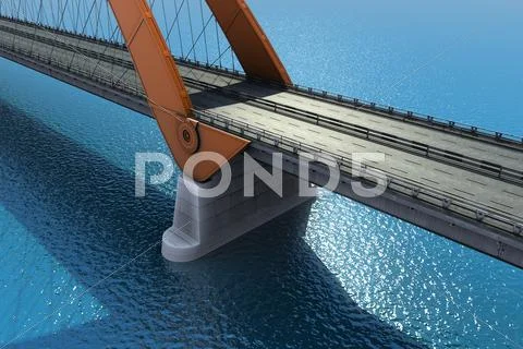 Bridge over the ocean. 3d illustration Stock Illustration