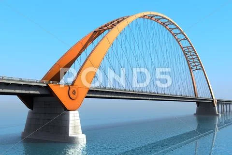 Bridge over the ocean. 3d illustration Stock Illustration