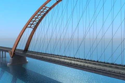Bridge over the ocean. 3d illustration Ilustración de archivo