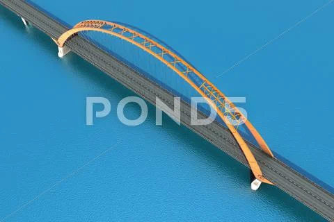 Bridge over the ocean. 3d illustration Stock Illustration