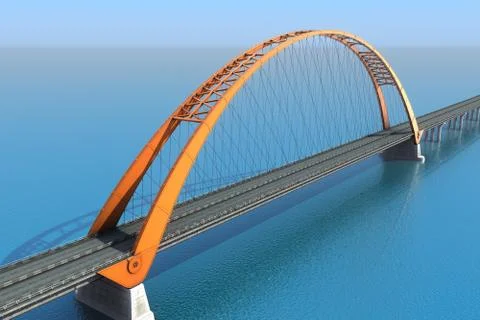 Bridge over the ocean. 3d illustration Ilustración de archivo