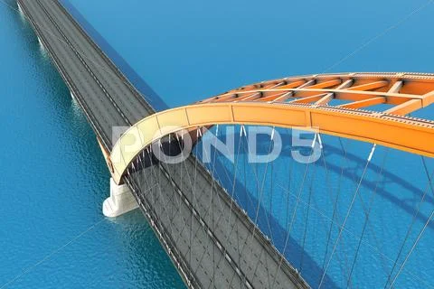 Bridge over the ocean. 3d illustration Stock Illustration