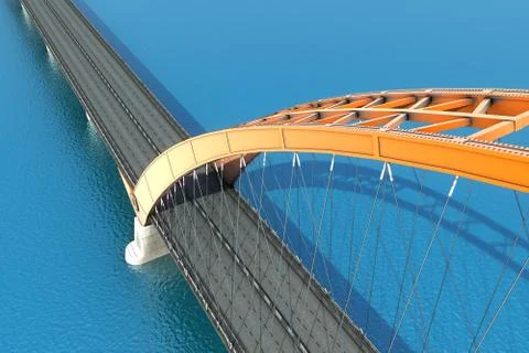 Bridge over the ocean. 3d illustration Ilustración de archivo
