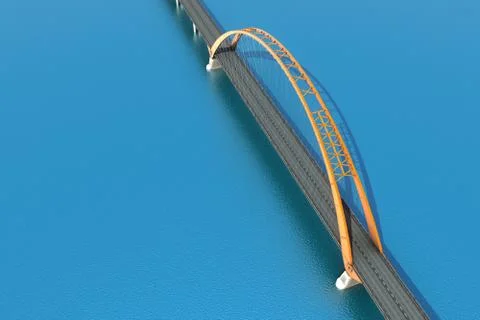 Bridge over the ocean. 3d illustration Stock Illustration
