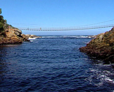 A bridge over the ocean - Storms River Mouth Bridge, Tsitsikamma Stock Footage 36372223