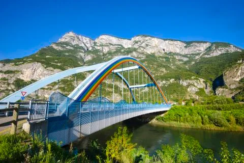Bridge over one river in the mountain in north italy Foto stock