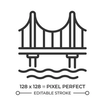 Bridge over pixel perfect line icon Ilustração Stock