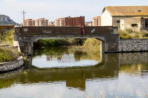 Bridge over the pond Stock Photos