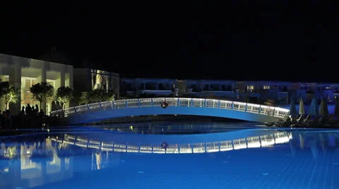 Bridge over the pool Stock Footage 25295739