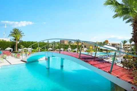 Bridge over pool Stock Photos