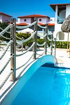 Bridge over the pool Foto stock