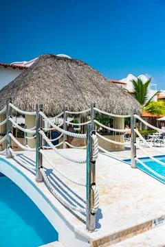 Bridge over the pool Stock-Fotos