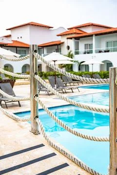 Bridge over the pool Foto stock