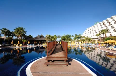 Bridge over pool Stock Photos