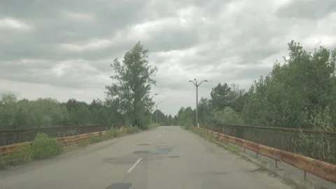 Bridge over the Pripyat river Stock Footage 194482746