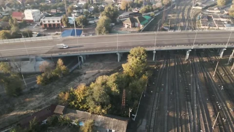 Bridge over the railroad Stock Footage 204125401