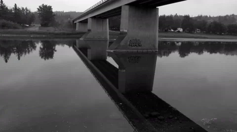 Bridge over the Red Deer river in monochrome Stock Footage 52002657