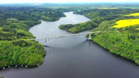 Bridge over reservoir. Stock Footage 159438199