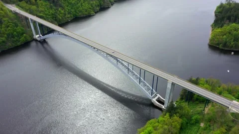 Bridge over reservoir. Stock Footage 159439011