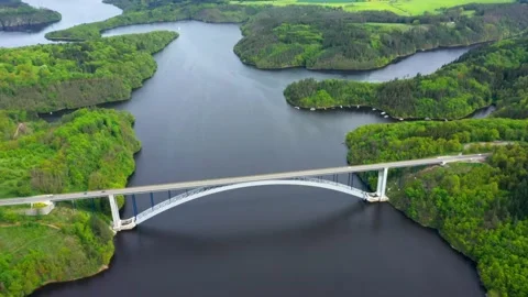 Bridge over reservoir. Stock Footage 159439250