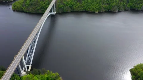 Bridge over reservoir. Stock Footage 159439386