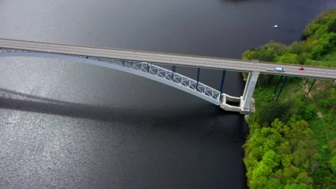 Bridge over reservoir. Stock Footage 159440080