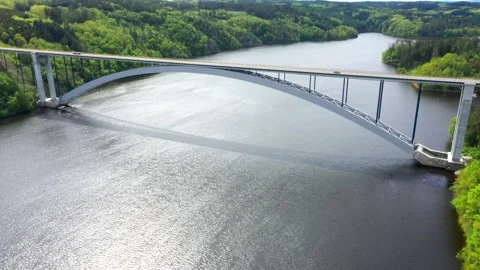Bridge over reservoir. Stock Footage 159440220