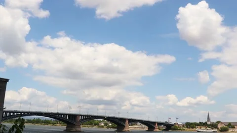 The bridge over the rhine river between mainz and wiesbaden in germany 4k 30f Stock Footage 201881991