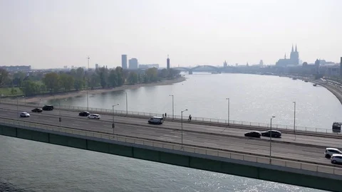 The bridge over Rhine river in Cologne Stock Footage 76961275