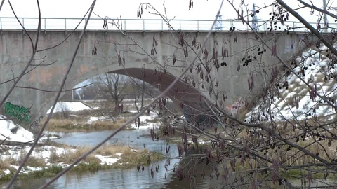 Bridge over the river 2 Stock Footage 122840672