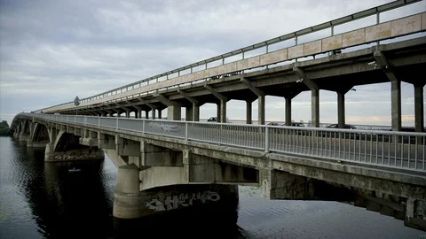 Bridge Over the River 4k Time lapse Stock Footage 114275814